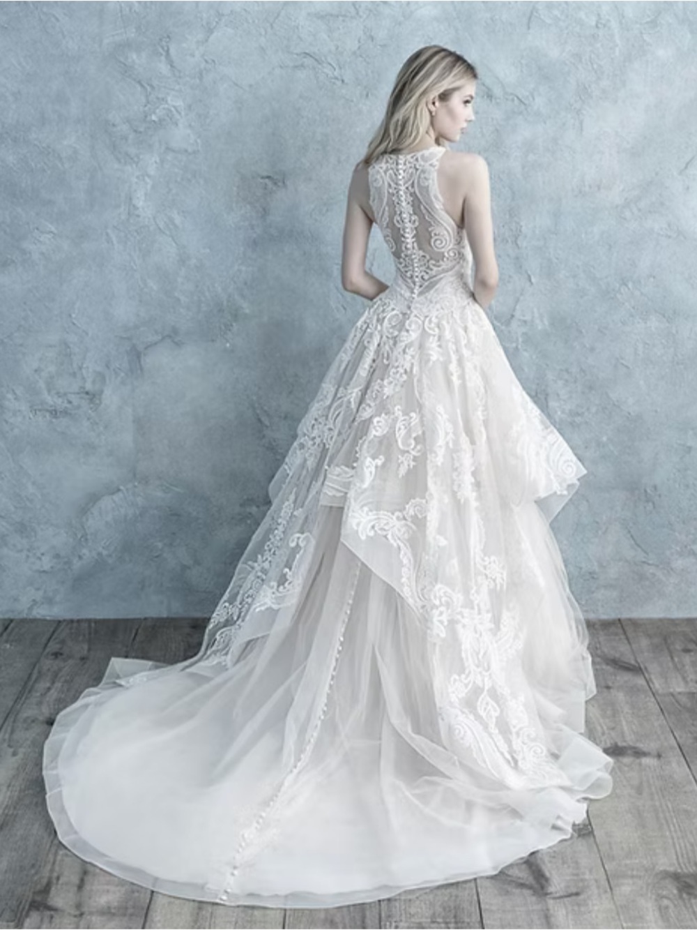 Allure 9652 - NWT Halter Lace Applique Ball Gown Wedding Dress in Ivory - Picture 6 of 10